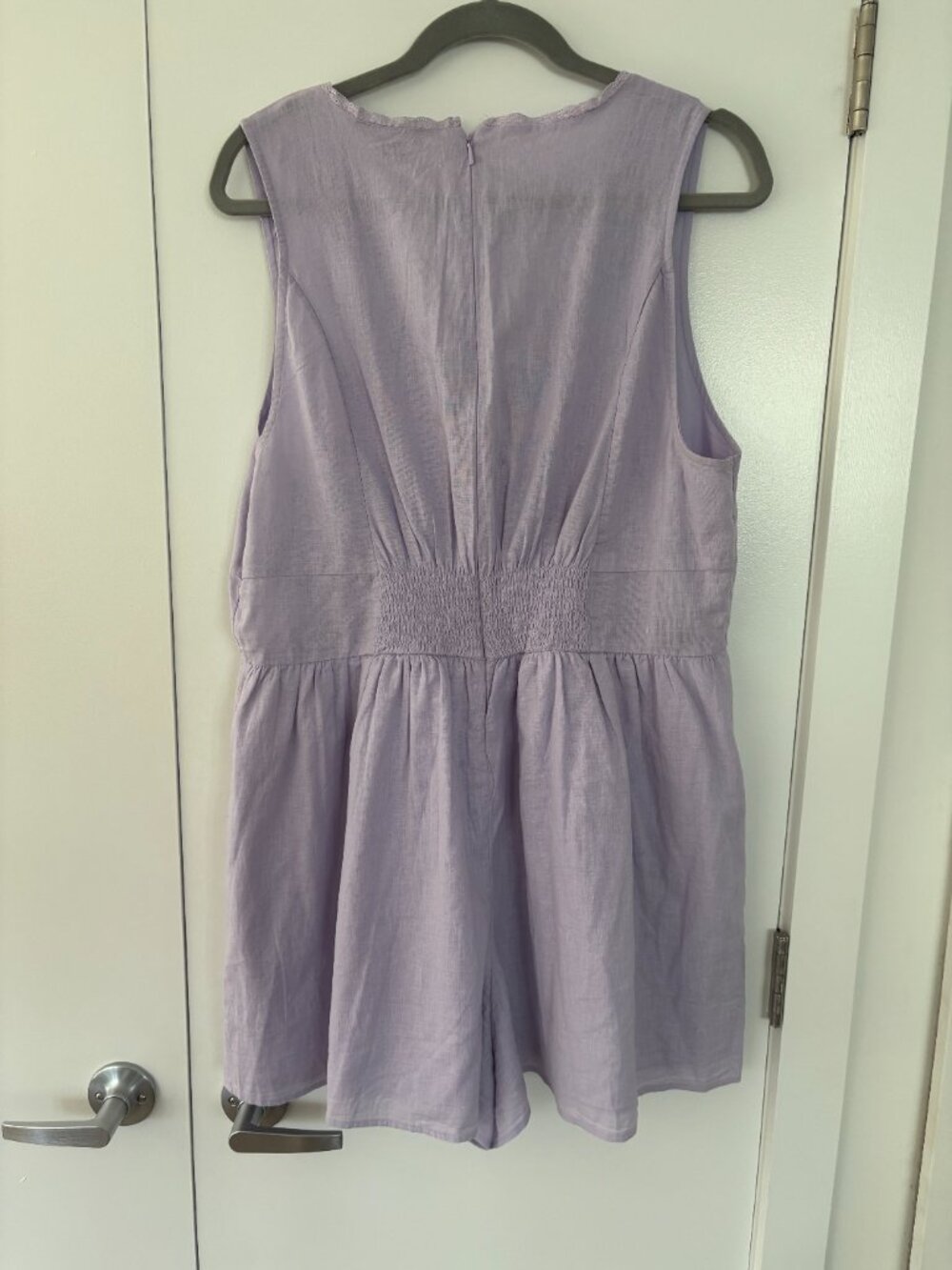 Lavender Cotton and Linen Romper - Picture 2 of 3